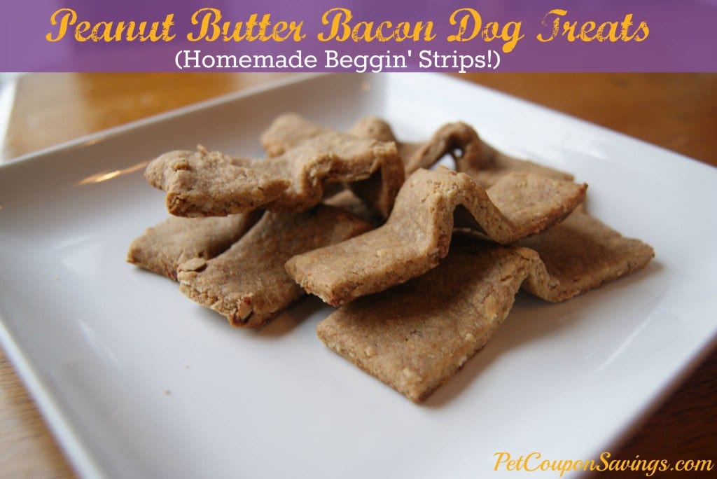 Homemade Peanut Butter Bacon Dog Treats just like Beggin Strips