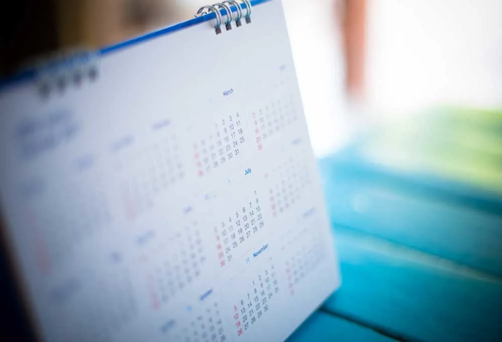 Blurred image of a calendar 
