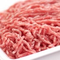 Close up of ground beef on a butchers tray